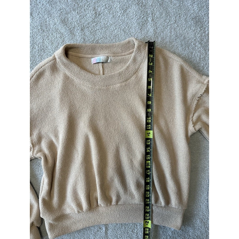 Woman's‎ Free People Beach Happy Pullover Sweatshirt Beige Size Large - Picture 11 of 14